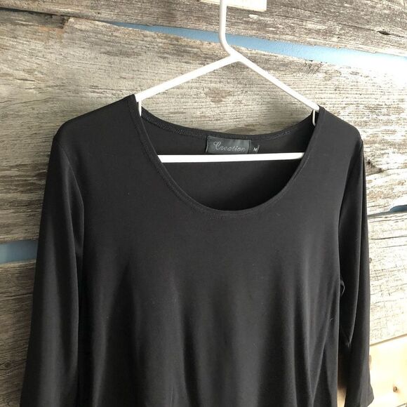 CREATION Size Med Black 3/4 sleeve top - Picture 2 of 4